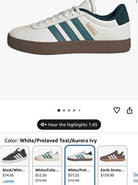 NWOB Adidas men’s VL 3.0 court sneakers green and white